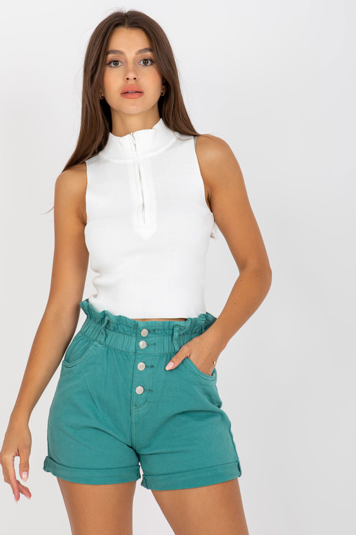 Tyrkysové džínové šortky s vysokým pasem