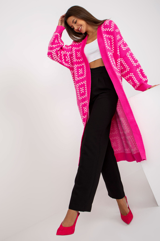 Fluo růžový volný cardigan ve vzorech... Fluo růžový volný cardigan ve vzorech...