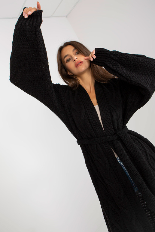 Černý dlouhý kardigan s copánky RUE...