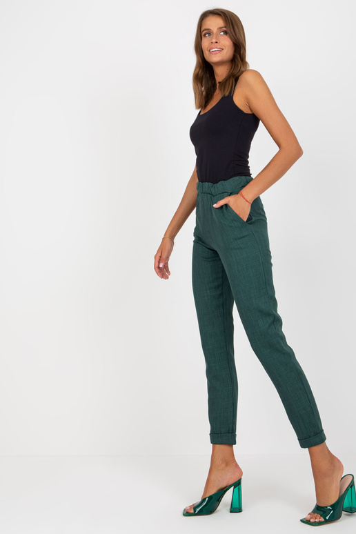 Tmavě zelené elegantní kalhoty z látky
