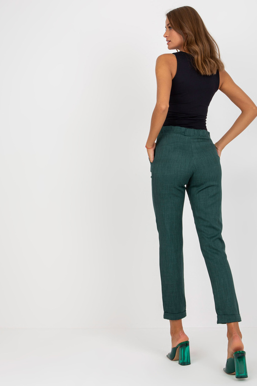 Tmavě zelené elegantní kalhoty z látky