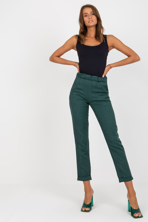 Tmavě zelené elegantní kalhoty z látky