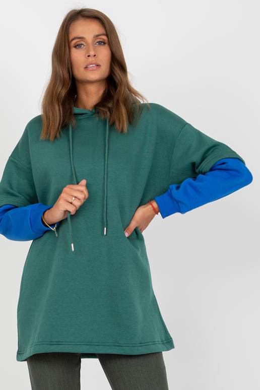 Tmavě zelená basic dámská mikina s...