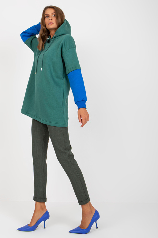 Tmavě zelená basic dámská mikina s...