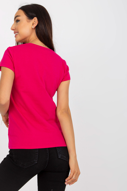 Fuchsiové dámské basic bavlněné tričko