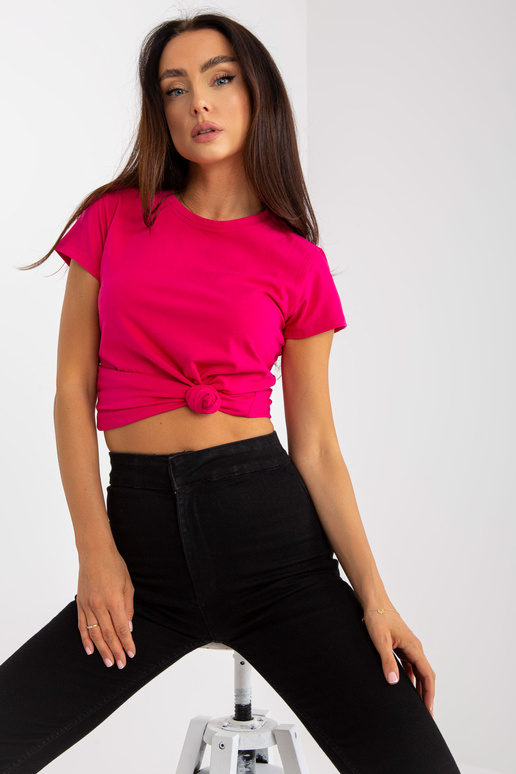 Fuchsiové dámské basic bavlněné tričko