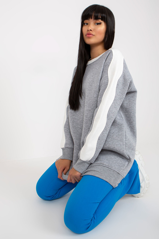 Šedobílá mikinová tunika basic dlouhý...