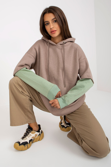 Tmavě béžová basic mikina s... 2