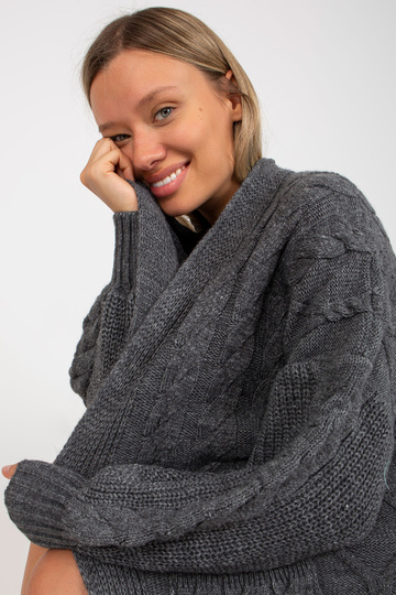 Tmavě šedý maxi cardigan s...