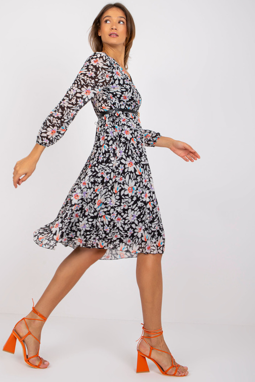 Černé šaty s květinovým potiskem Girona