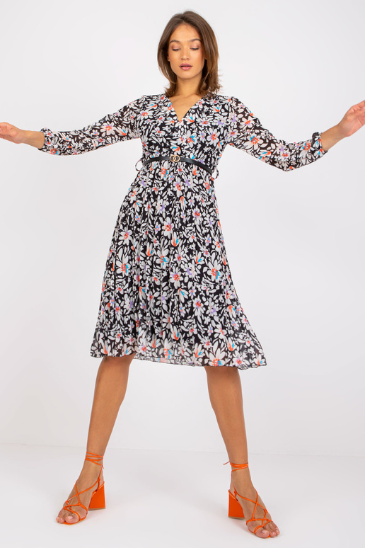 Černé šaty s květinovým potiskem Girona