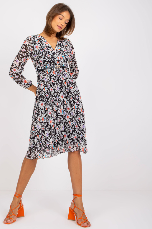 Černé šaty s květinovým potiskem Girona