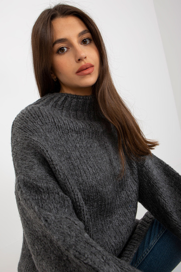 Tmavě šedé volné rolákové...