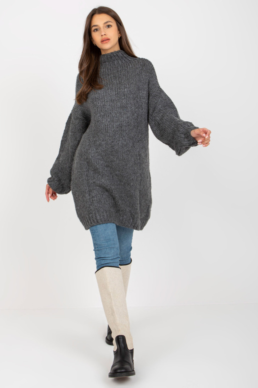 Tmavě šedé volné rolákové pletené...