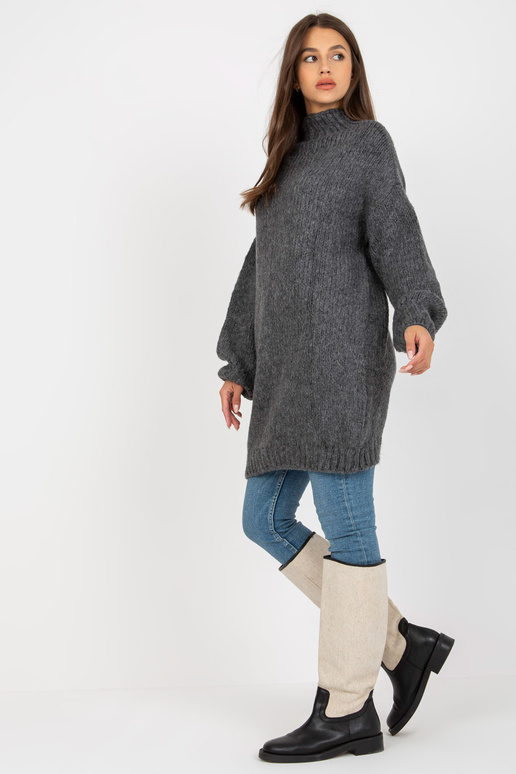 Tmavě šedé volné rolákové pletené...