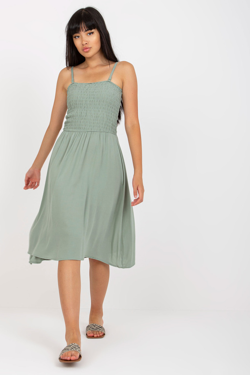 Khaki letní šaty na ramínka z viskózy...