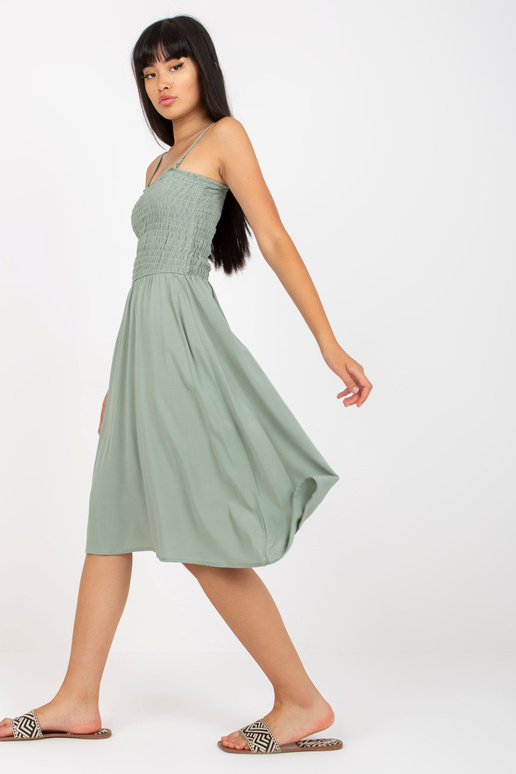 Khaki letní šaty na ramínka z viskózy...