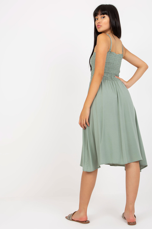 Khaki letní šaty na ramínka z viskózy...