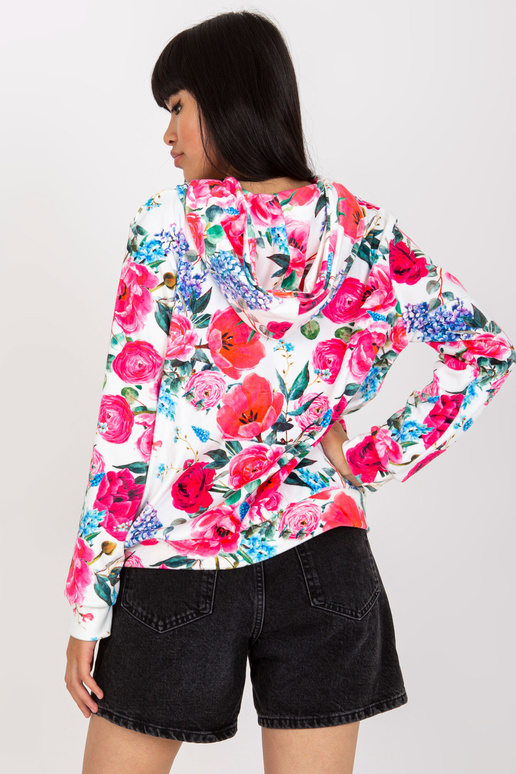 Bílo-růžová květinová mikina RUE PARIS