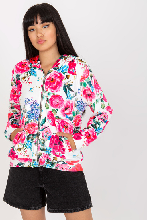 Bílo-růžová květinová mikina RUE PARIS