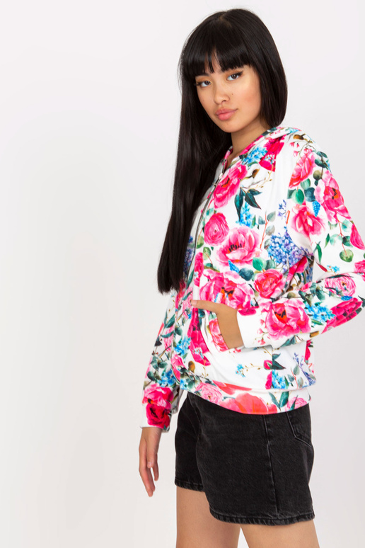 Bílo-růžová květinová mikina RUE PARIS