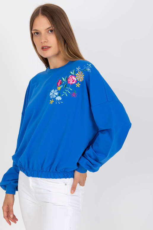 Tmavě modrá mikina bez kapuce s...