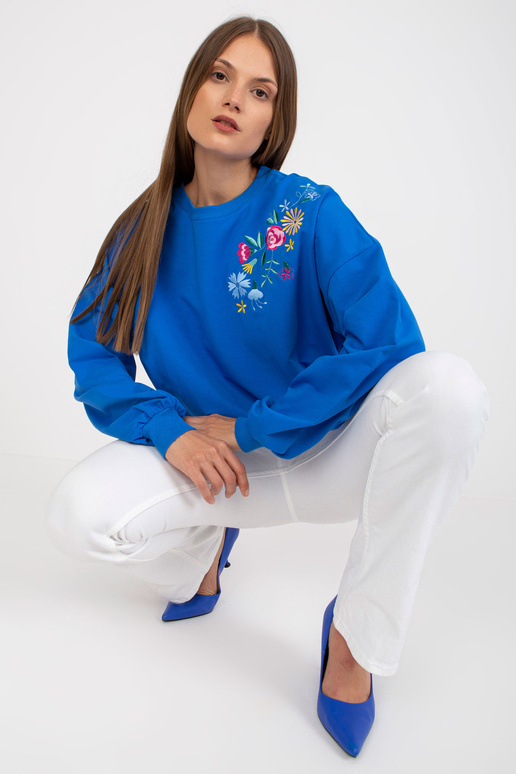 Tmavě modrá mikina bez kapuce s...