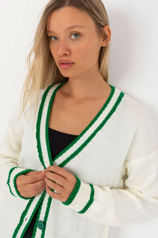 Ecru dámský kardigan s kapsami RUE PARIS