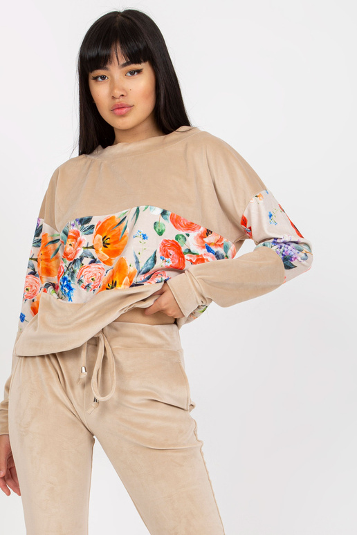 Béžová dvoudílná velurová souprava s...