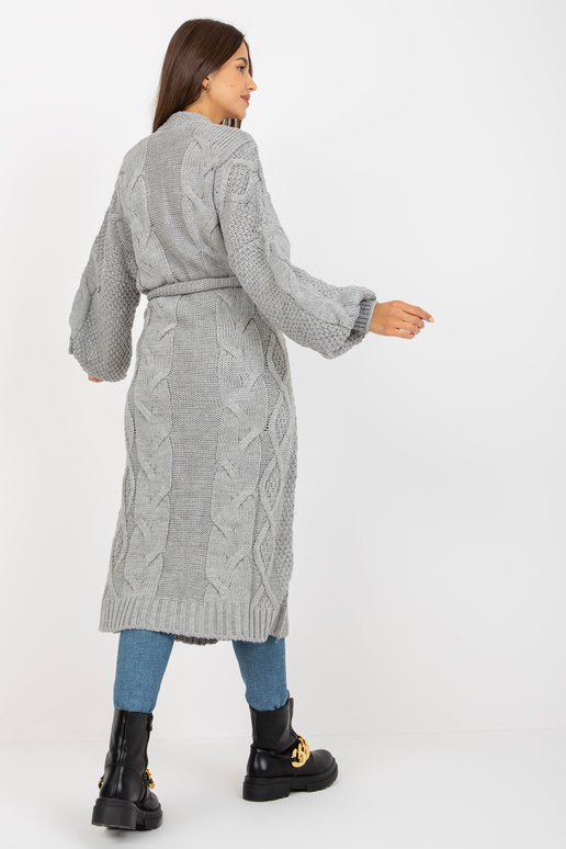 Šedý dlouhý kardigan s vlnou RUE PARIS