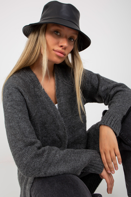 Tmavě šedý dlouhý kardigan bez...