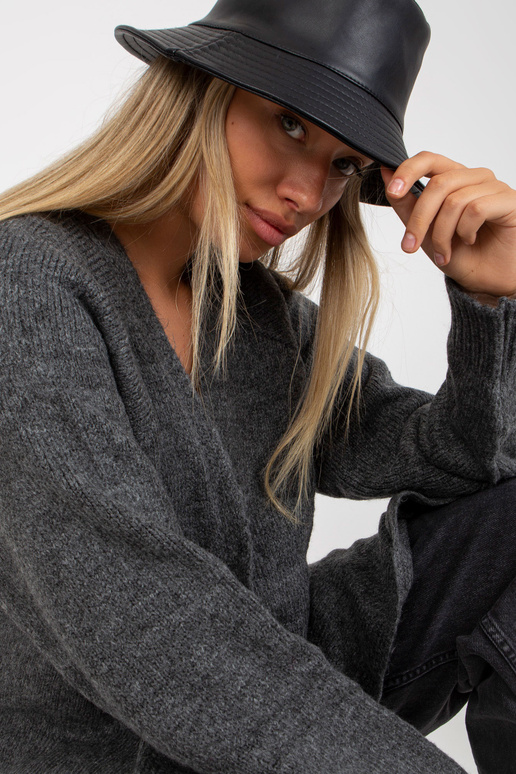 Tmavě šedý dlouhý kardigan bez...