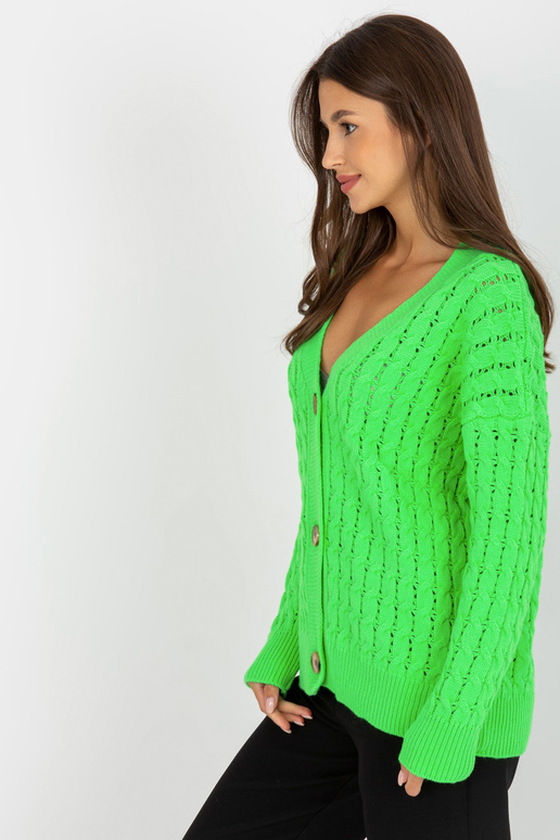 Fluo zelený prolamovaný kardigan s...