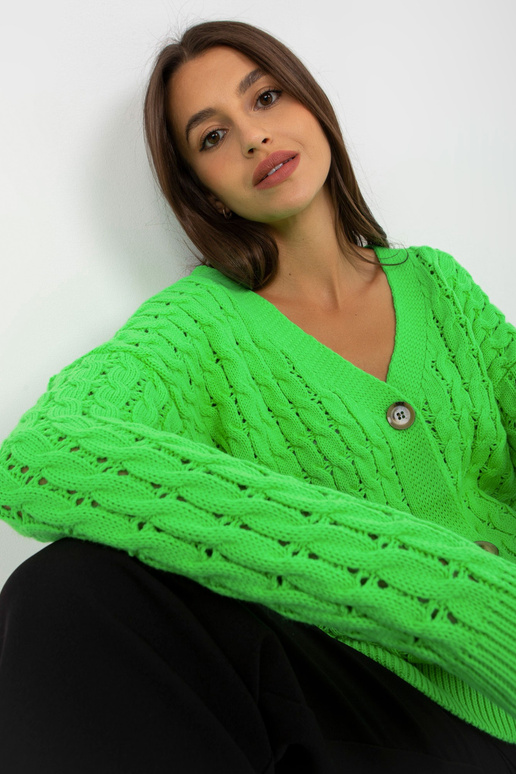 Fluo zelený prolamovaný kardigan s...