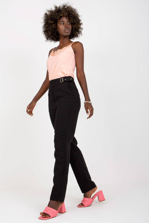 Černé látkové oblekové kalhoty s kapsami