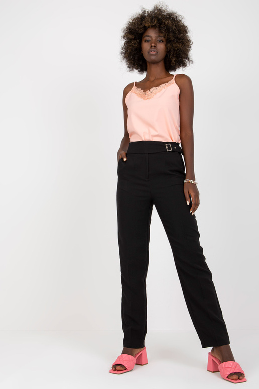 Černé látkové oblekové kalhoty s kapsami