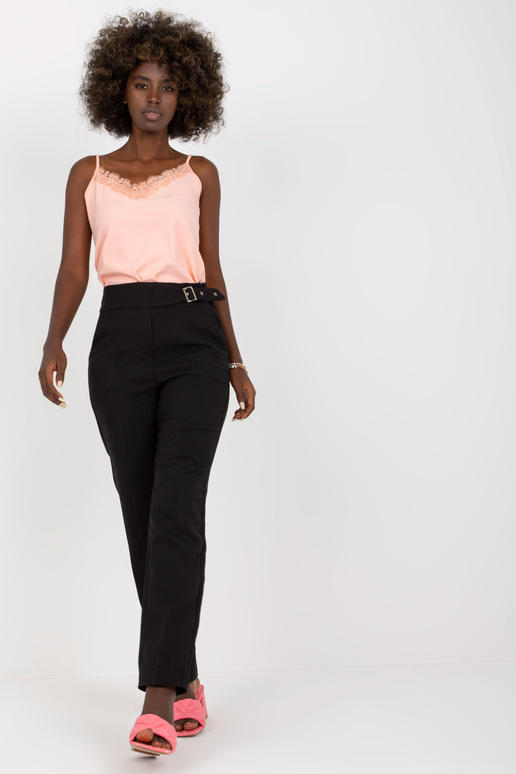 Černé látkové oblekové kalhoty s kapsami