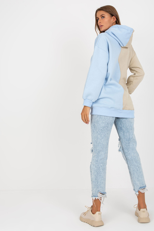 Béžová a modrá bavlněná mikina RUE PARIS