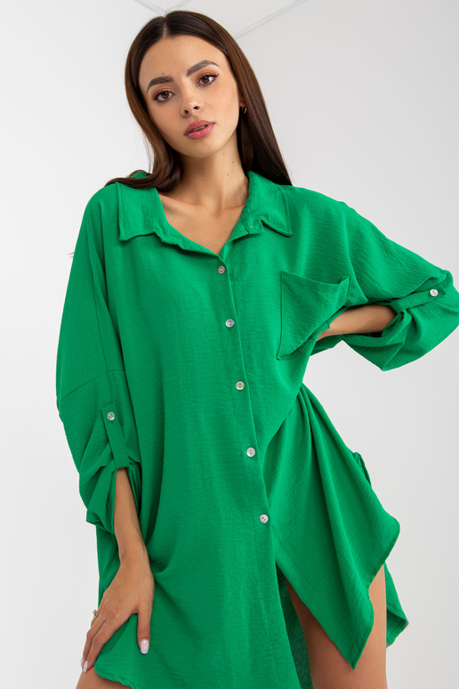 Zelené ležérní šaty se zapínáním na...