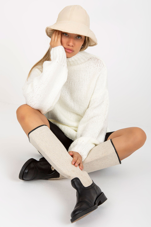 Ecru mini šaty oversize úplet...