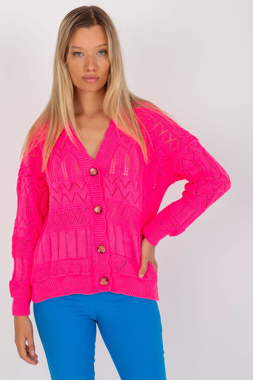 Fluo růžový prolamovaný letní svetr s...