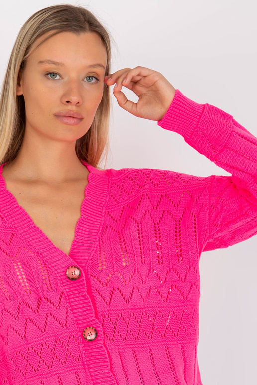 Fluo růžový prolamovaný letní svetr s...