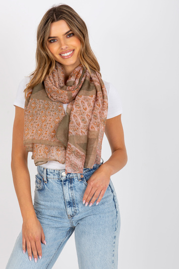 Béžová a růžová viskózová šála