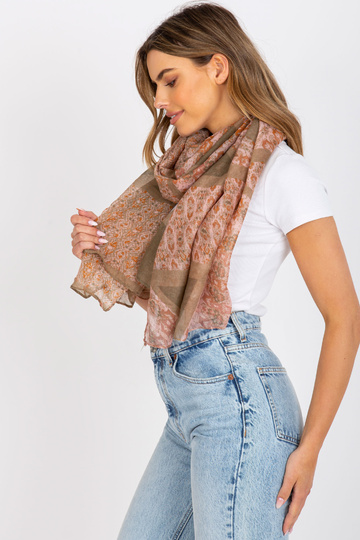 Béžová a růžová viskózová šála 2