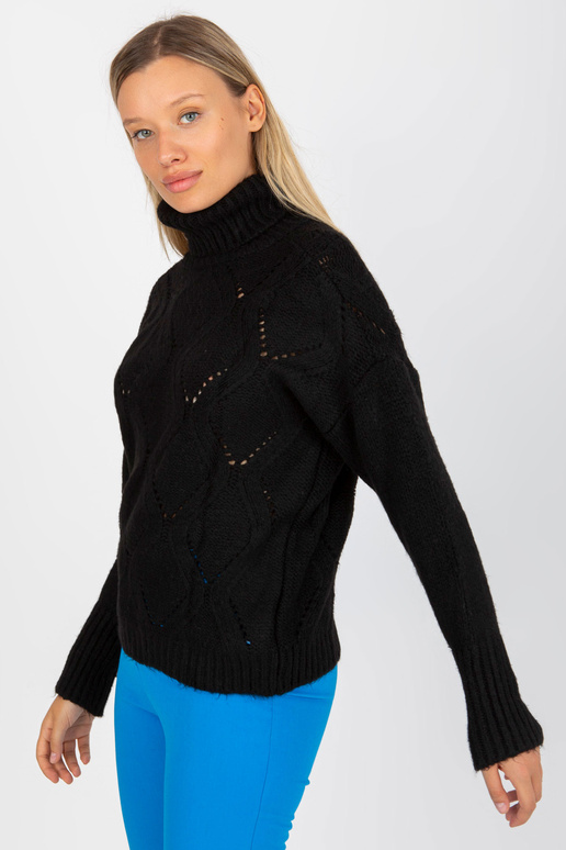 Černý teplý rolák s prolamovaným...