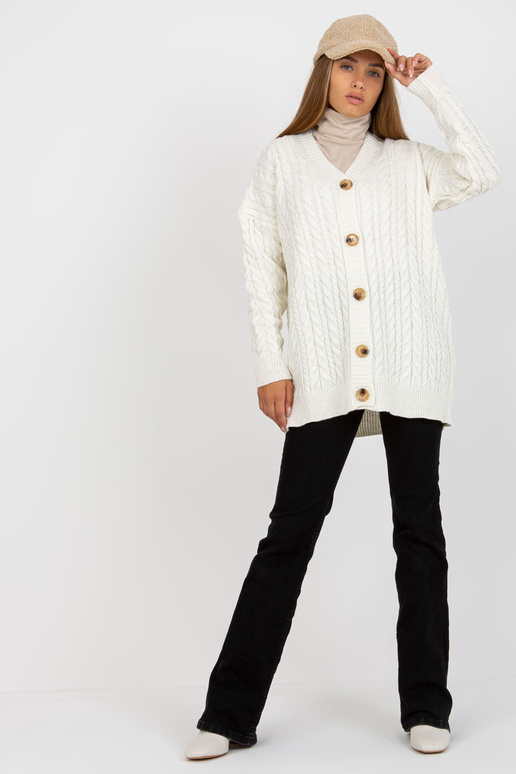 Ecru dámský kardigan s copánky RUE PARIS