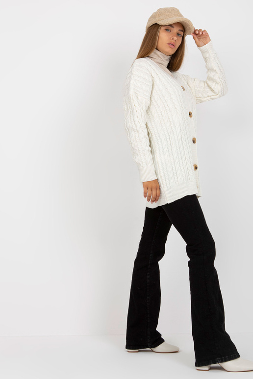 Ecru dámský kardigan s copánky RUE PARIS