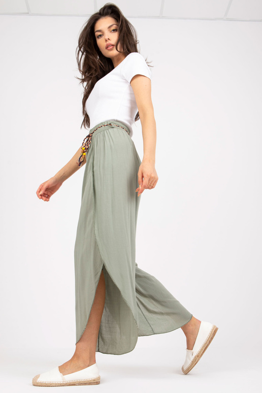 Khaki kalhoty se širokými nohavicemi...