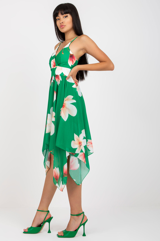 Zelené asymetrické šaty s potiskem