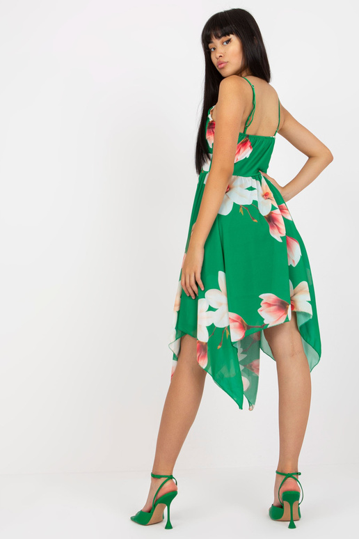 Zelené asymetrické šaty s potiskem